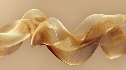 Elegant Flowing Waves of Golden Fabric in Abstract Background