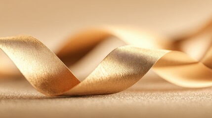 Elegant Gold Ribbon on Soft Background for Decorative Use