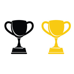 Award Trophy Silhouette Icons – Black and Yellow Vector Set