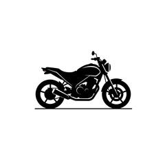 Obraz premium Black Motorcycle Silhouette on White Background for Transportation and Design