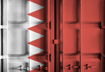 Shipping container with Bahrain national flag overlay