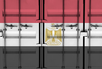 Shipping container with national flag overlay