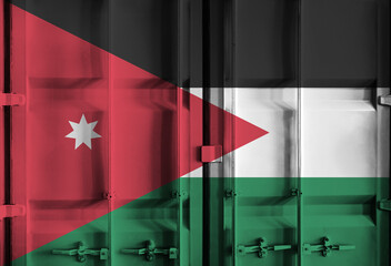 Shipping container with Jordan national flag overlay