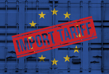 Shipping container with European Union flag overlay