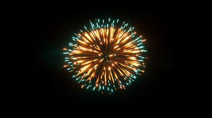Fototapeta premium Festive fireworks display orange and teal sparks light up night sky
