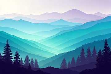 mountains in the morning