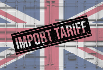 Shipping container with UK national flag overlay