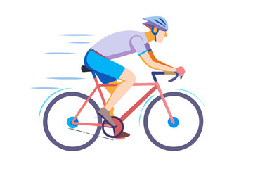 Fototapeta premium Cyclist in motion with speed lines on a black background