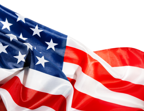 part of American flag on white isolated background