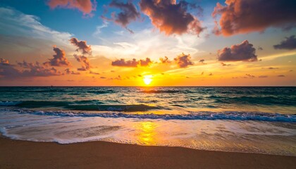 Vibrant sunset over a tranquil beach
