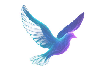 Obraz premium White dove flying, symbolizing spiritual serenity, peace, and hope against luminous, ethereal background