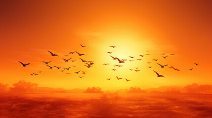 Fototapeta premium Exotic Bird in African and Australian Sunsets with Vibrant Wilderness Scenery