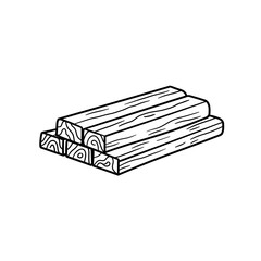 Hand Drawn Stack of Lumber or Wood Planks Illustration