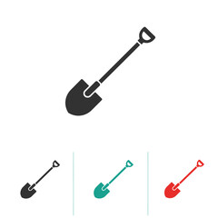 Shovel icon set in various colors simple digging tool illustration
