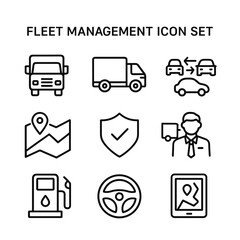 Transportation fleet vector icons set. Outline symbols. Line design