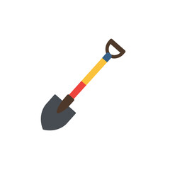 Colorful Cartoon Shovel Illustration on White Background for Gardening and Construction Projects