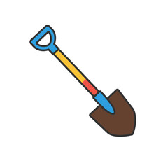 Colorful Cartoon Shovel Illustration for Gardening Construction or Agriculture Projects