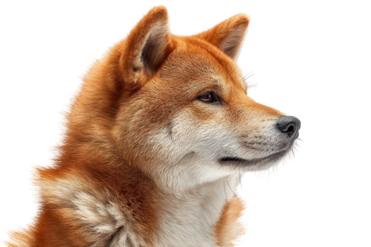 Shiba Inu Dog Profile Portrait Orange Fur Elegant Breed Canine Animal Pet, isolated on a transparent background