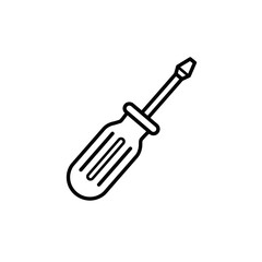 Simple Outline Icon of a Screwdriver for Repair Construction or Maintenance