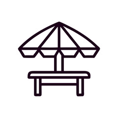 Beach cabana with umbrella icon in minimalist style  