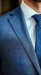 A man wearing a blue suit and white shirt