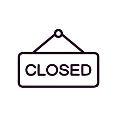 Closed sign with hanging loop in simple line art style  concept of icon