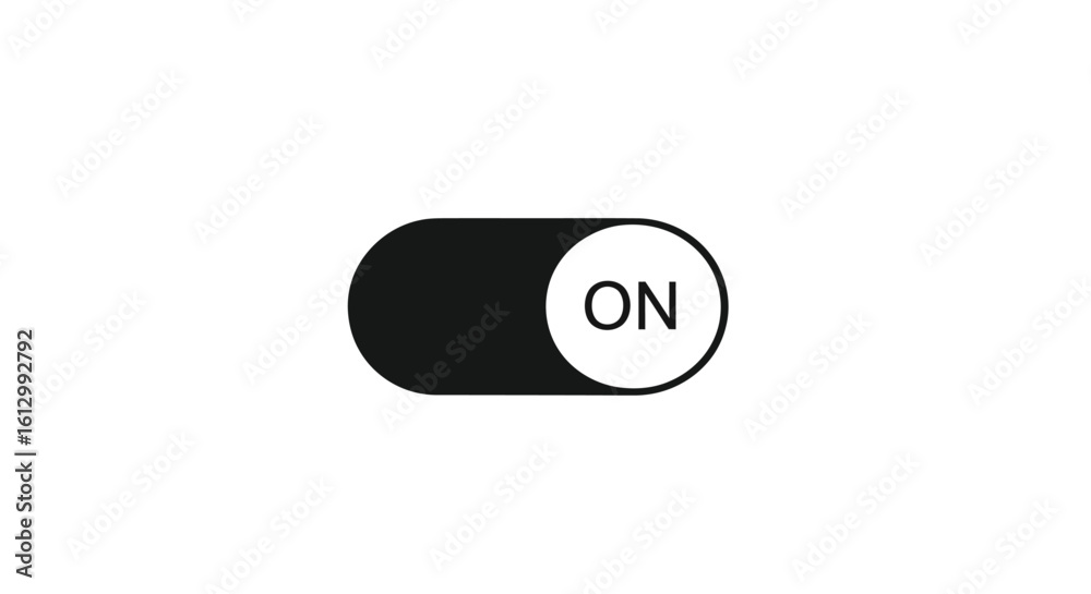 Wall mural flat design toggle switch icon in the 'on' position. a modern user interface control button for webs