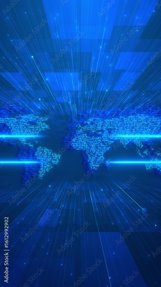 Wall mural wireframe earth globe global network connection, world map design for digital internet communication