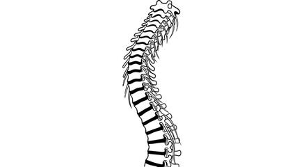 Fototapeta premium Anatomical illustration of the human vertebral column. Side view showing the natural curvature of the spine, isolated on white background.