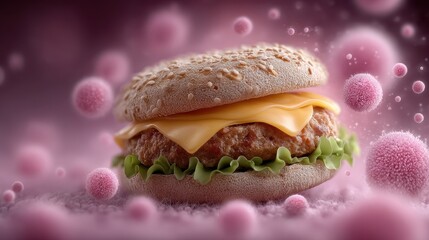 Fast food meal dissolving into microscopic fat cells reveals transformation in the body