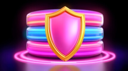 Futuristic data center security shield concept digital environment 3d visualization cybersecurity focus
