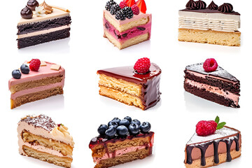 Delicious Cake Slices Variety Assorted Desserts