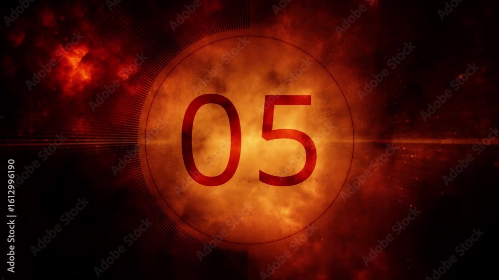 Canvas Prints 10 seconds countdown time clock od dark fire flames dangerous background.