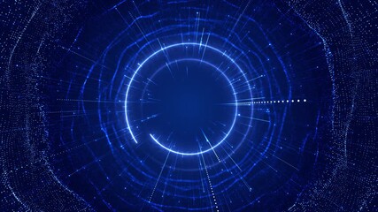 Digital virtual interface artificial intelligence hologram HUD circle interfaces data network protection futuristic display, Loading target intro hi-tec, science, technology data cyberspace 3D 4K - Powered by Adobe