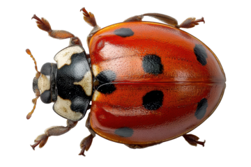 Detailed Closeup of a Ladybug Black Background Insect Macro Photography, isolated on a transparent background
