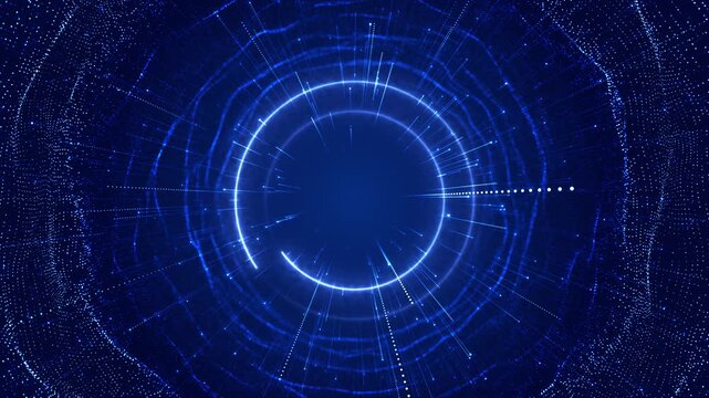 Digital virtual interface artificial intelligence hologram HUD circle interfaces data network protection futuristic display, Loading target intro hi-tec, science, technology data cyberspace 3D 4K - Powered by Adobe