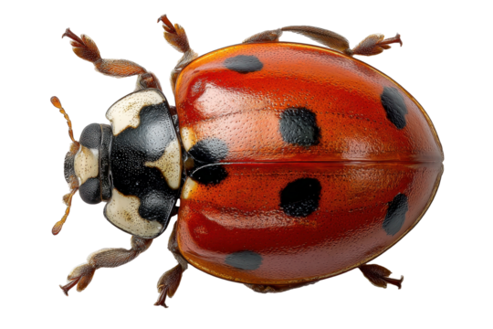 Detailed Closeup of a Ladybug Black Background Insect Macro Photography, isolated on a transparent background