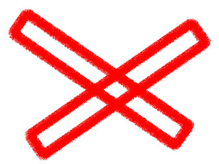 Obraz premium Red brushstroke X mark on black background creates a bold graphic element