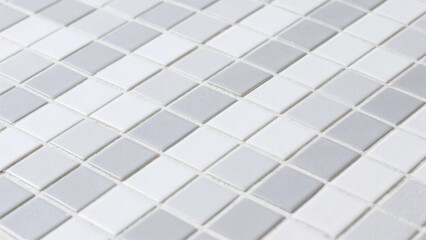 Close-up of a Grid Pattern with Square Tiles in Shades of White and Gray