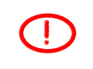 Red exclamation point inside a circle against a black background image