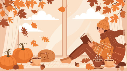 Cozy Autumn Reading by the Window