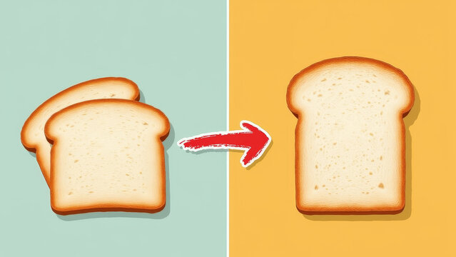 Two slices of bread illustrating diet transition from processed to whole grain eating habit