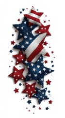 Colorful star decorations in red, white, and blue for festive celebrations and patriotic events