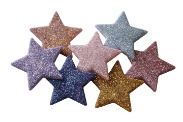 Obraz premium Glittery stars cluster festive decoration pastel colors, isolated on a transparent background