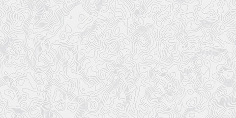 modern white and grey wavey curve line contour map design featuring topography minimalist showing elevation changes and terrain path white background.	