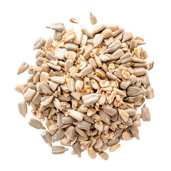 Heap of Sunflower Seeds Shells Isolated on White Background