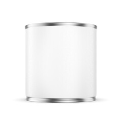 Tin can diameter 83mm with blank label isolated. 3D rendering illustration. Transparent PNG image.