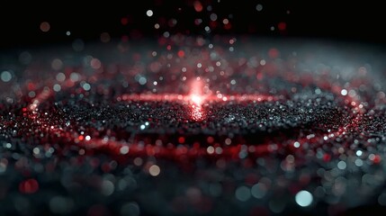 Abstract Red Glittering Particles on Dark Background with Dynamic Sparkle Effect