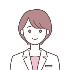 正面を向いた笑顔の白衣の女性