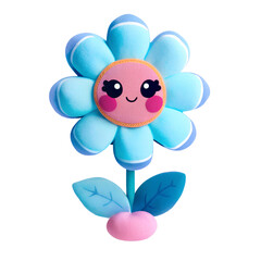 Adorable Rainbow Plush Flower Pillow with Happy Face  Kawaii Decor